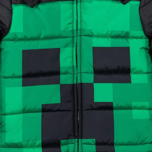 Vista 6 de Minecraft Steve Creeper - Abrigo de invierno con cremallera forro polar verde con licencia oficial de star wars silent one crew