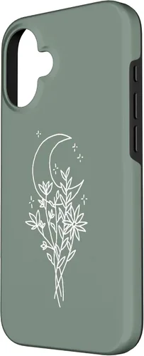 Vista 2 de Funda botánica de flores silvestres para iPhone 16 verde salvia