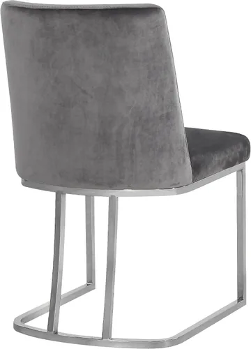 Vista 4 de Meridian Furniture Heidi Collection Modern - Silla de comedor tapizada de terciopelo contemporáneo con marco de metal cromado pulido, juego de 2, 19