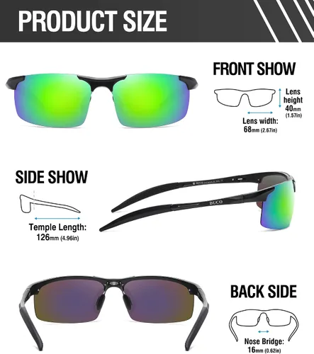 Vista 87 de Duco - Gafas de sol deportivas polarizadas para hombre con protección UV 8177s