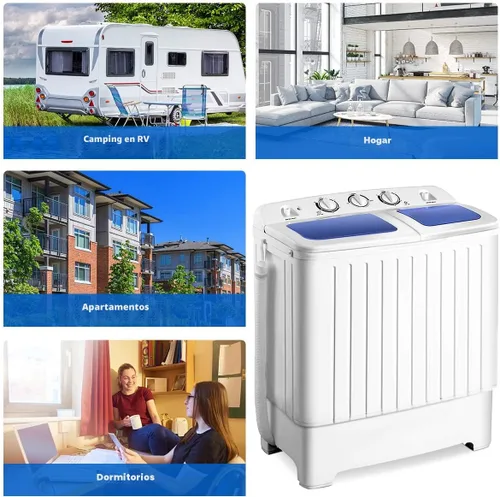 Vista 2 de Giantex Lavadora y secadora de centrifugado compacta y portátil con tambor con capacidad de 11 libras, 1 Unidad