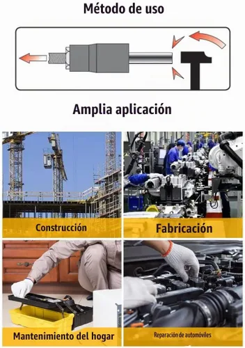 Vista 7 de Juego de extractor de tuercas de perno de impacto de 3/8 pulgadas, kit de 13 piezas de extractor de tuercas de llanta de 1/4"-3/4" con un adaptador