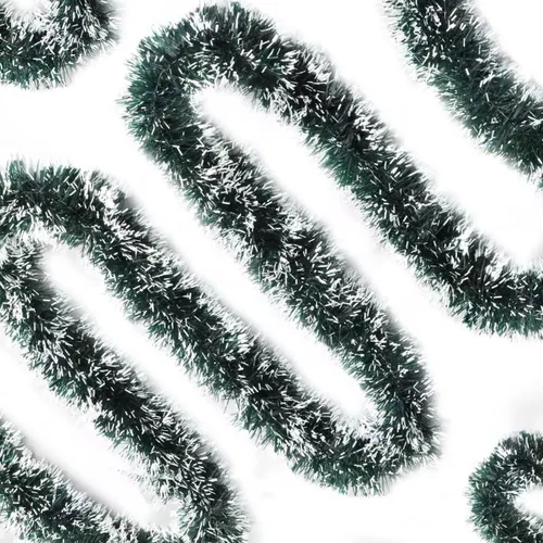 Vista 7 de Guirnalda de oropel de Navidad de 50 pies, guirnalda colgante de oropel metálico de Navidad para árbol de Navidad, decoración de fiestas en Verde