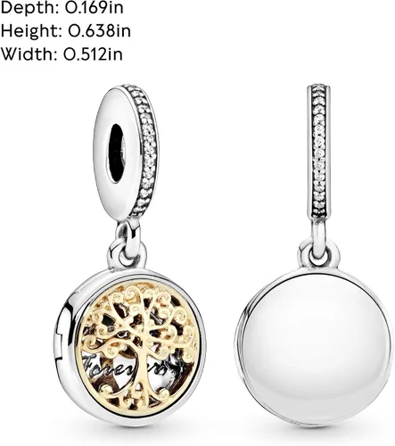 Vista 5 de PANDORA Jewelry Family Roots - Dije de circonita cúbica en plata de ley y oro amarillo de 14 quilates Metal Circonita cúbica