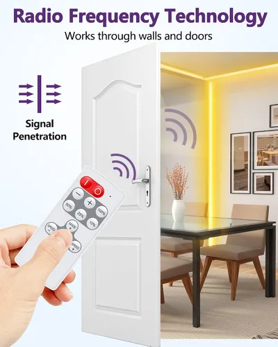 Vista 2 de HitLights Mini control remoto RF para tira de luces LED de un solo color, CC 5-24V, atenuador inalámbrico de 12 teclas con modo de efecto dinámico