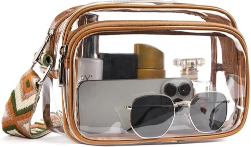 Vista 18 de BOSTANTEN Bolsa transparente para mujer, aprobada para estadios, bolsas transparentes pequeñas, bolso cruzado de moda para conciertos, eventos