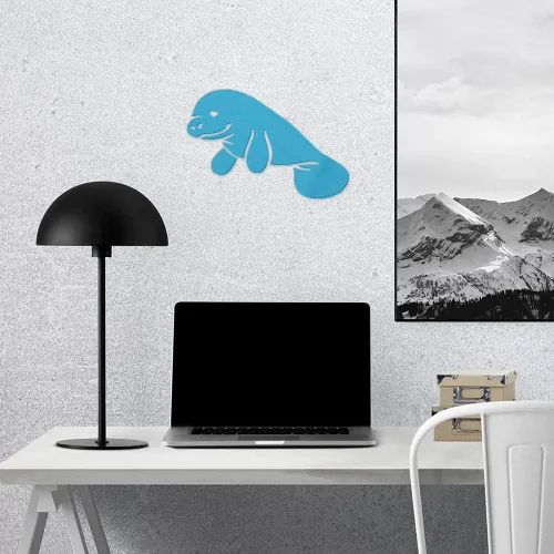 Vista 2 de Calcomanías de lindo manatí (azul celeste) (juego de 2) calcomanías de vinilo impermeables de alta calidad para laptop, smartphone, automóvil