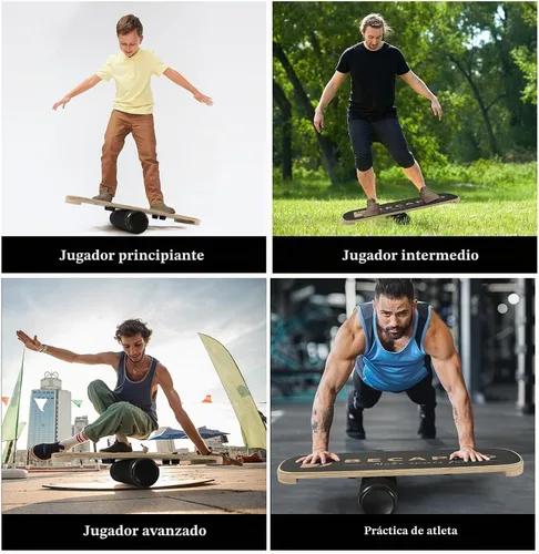 Vista 6 de Tabla de equilibrio con tapones ajustables de madera - 3 opciones de distancia diferentes - Equipo de ejercicio de equilibrio para trabajo