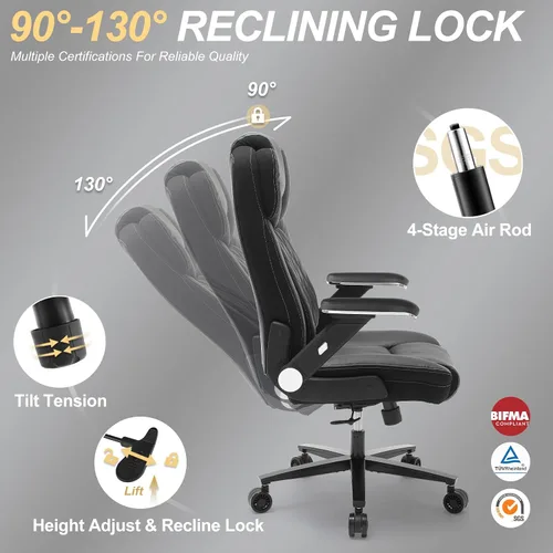 Vista 5 de Silla de oficina grande y alta, silla de oficina ancha de capacidad de 650 libras para personas pesadas, silla de oficina ergonómica de respaldo