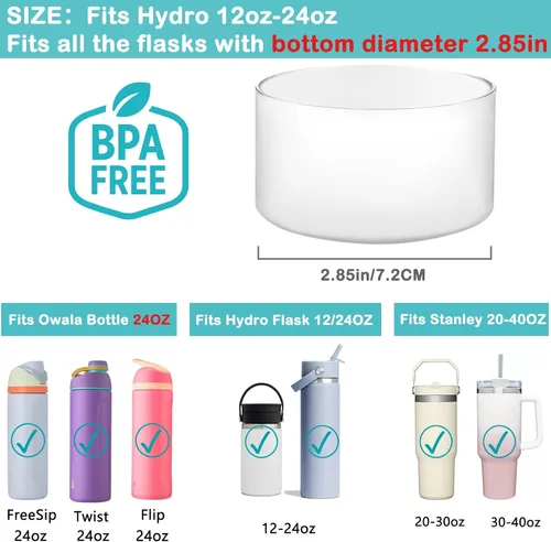 Vista 2 de HEYSKAY 2 piezas de botella protectora de silicona para botella de agua Hydro Flask, accesorios y compatible con Yeti, Iron Flask más marcas