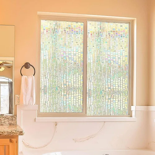 Vista 5 de Película 3D para ventana de arco iris, película de privacidad esmerilada para ventana, calcomanías decorativas de vinilo para ventana