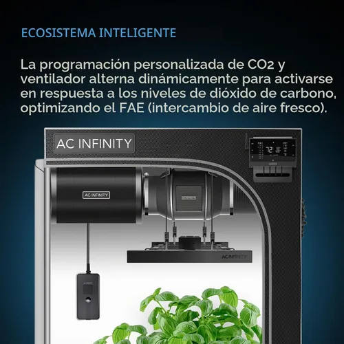 Vista 4 de AC Infinity Sensor de CO2 + Luz, Asiste Exclusivamente al Controlador AI+ de Manera Dinámica para Aprender y Gestionar el Equipo; El Seguimiento