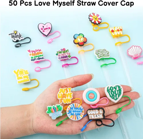 Vista 4 de 50 tapas de popote compatibles con Stanley Cup, de silicona, reutilizables, para tazas, de 30 y 40 onzas, accesorios de vaso de 0.394 in