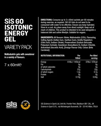 Vista 5 de Science in Sport - Paquete de variedad de gel energético de 60 ml - Pack de 7