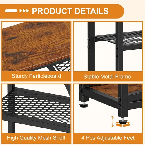 Vista 7 de Snughome Mesa de entrada, mesa de consola estrecha, mesa de sofá industrial con estantes de almacenamiento de 5 niveles, mesa de entrada