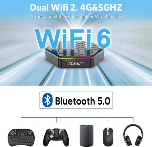 Vista 5 de Android TV Box 12.0 4GB RAM 64GB ROM Allwinner H618 Smart Android Box Soporte HD 6K/H.265 100M Ethernet 2.4/5G Dual WiFi BT 5.0