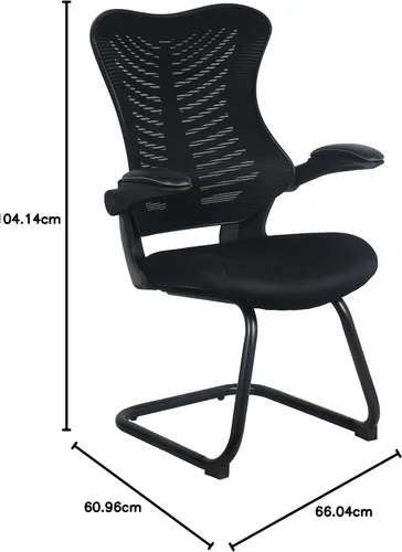 Vista 2 de Sillas de Oficina para Visitantes de OfficeFactor con Brazos Abatibles – Cómodas de Malla, Contorno Ergonómico, Muebles Modernos Convertibles