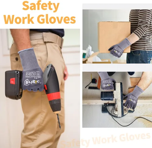 Vista 5 de Guantes de trabajo protectores con revestimiento de nitrilo de micro espuma, guantes de nailon de alta densidad, delgados y ligeros, agarre fuerte