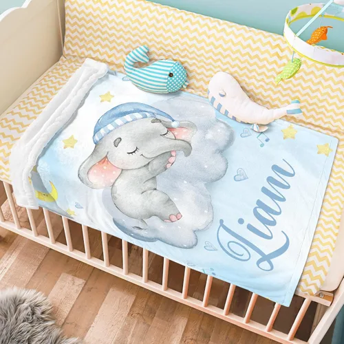 Vista 5 de J&SBGFT Manta de Bebé Personalizada para Niños - Manta con Nombre Personalizado para Niños Pequeños, Niños - Manta Decorativa de Guardería Cochecito