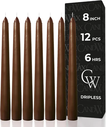 Vista 35 de CANDWAX Juego de 12 velas cónicas color naranja de 8 pulgadas, sin goteo, sin perfume, de larga duración, perfectas para fiesta de Halloween