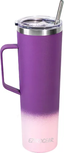 Vista 10 de Ezprogear Taza de acero inoxidable de 34 oz con asa Taza aislada de doble pared para viajes (negro)