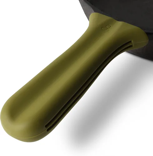 Vista 11 de Greater Goods Cubierta de mango de silicona diseñada sartén y plancha de hierro fundido, abedul