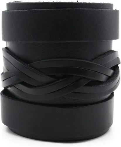 Vista 8 de Pulsera de cuero para hombres y mujeres, pulsera de aleación de cuerda trenzada punk