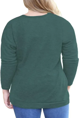 Vista 3 de Camisetas de manga larga para mujer, con bolsillos, botones, decoración, estilo casual, 1X-4X