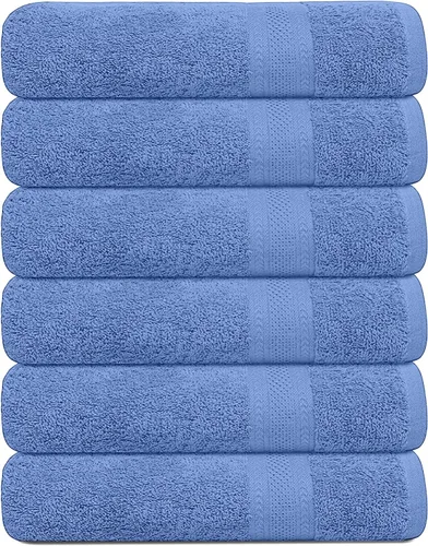 Vista 28 de KAHAF COLLECTION Paquete de 6 toallas de baño 100 % algodón, de 24 x 48 pulgadas, de secado rápido, altamente absorbentes, suaves al tacto