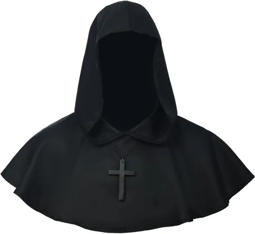 Vista 4 de BLESSUME Collar de cruz medieval con capucha pagana Wicca, accesorio para cosplay