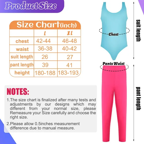 Vista 2 de Xtinmee 6 piezas de disfraz de entrenamiento de los años 80 para hombre, conjunto de traje de baño, leggings para piernas, muñequera, paquete