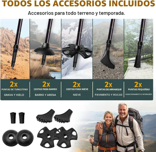 Vista 8 de 100% Carbon Fiber Trekking Poles by USA Brand - Ultra Strong Lightweight Collapsible Hiking Poles with Cork and EVA Foam Grips & Quick Adjustable