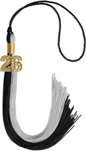 Vista 12 de Endea Graduation Borla de doble color con dije dorado (negro/oro brillante, 2022)