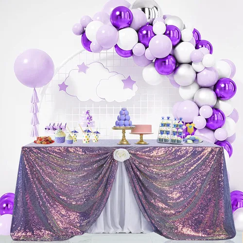 Vista 18 de B-COOL Mantel de lentejuelas con brillo para mesas, color azul bebé, mantel de lentejuelas para decoración de mesas, para bodas, Navidad