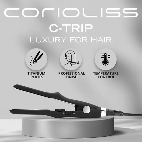 Vista 2 de CORIOLISS C Trip Mini Alisadores de cabello para mujer Titanio Plancha plana Profesional con control de temperatura (negro suave al tacto)