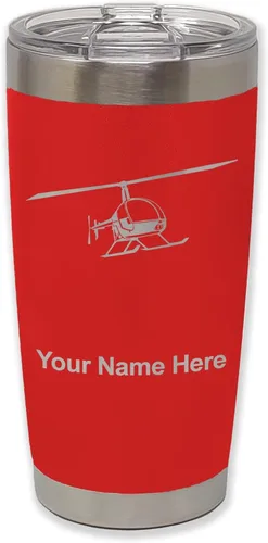 Vista 37 de LaserGram Vaso aislado al vacío de 20 onzas, helicóptero 2, grabado personalizado incluido (negro)
