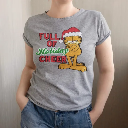 Vista 2 de Ripple Junction Garfield Full of Holiday Cheer - Camiseta de dibujos animados para adultos, con licencia