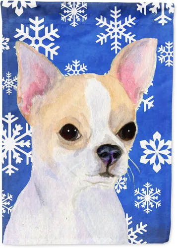 Vista 125 de Caroline's Treasures SC9374GF Bulldog English Snow flakes Holiday Garden Flag Buzón Bandera decorativa para patio exterior, patio, obras de arte