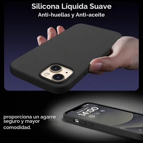 Vista 8 de Funda de silicona diseñada para iPhone 14 Plus, con 2 protectores de pantalla, funda protectora de cuerpo completo a prueba de golpes, funda delgada