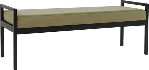 Vista 13 de HomePop Banco de metal moderno Banco para sala de estar y dormitorio Muebles decorativos para el hogar - Brown Boucle