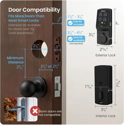 Vista 10 de Lockly Secure Plus, cerradura de puerta de entrada sin llave, cerraduras inteligentes para puerta delantera, cerrojo de bloqueo inteligente, teclado