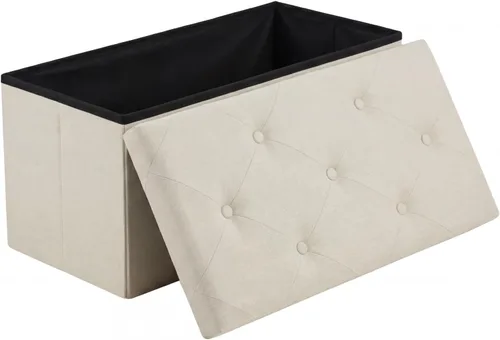Vista 20 de DUMOS 30 Inch Foldable Storage Ottoman Bench, Gray Ottoman with Storage Grey