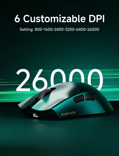 Vista 5 de S9 Max Ratón Inalámbrico para Juegos, Ratón Ergonómico para Computadora de 59G, Tres Modos, 8K Polling, 26K DPI, Sensor Óptico PAW3395, Interruptor