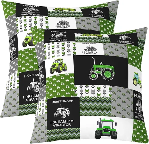 Vista 15 de Juego de 2 fundas de almohada de construcción de 16 x 16 pulgadas, fundas de almohada suaves para camiones, fundas de cojín para sala de estar