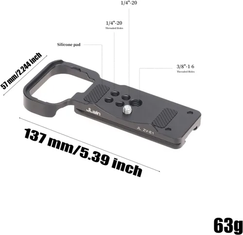 Vista 3 de FocusFoto Placa base de liberación rápida QR placa soporte para cámara Sony ZV-E1 sin espejo, compatible con trípode estándar Arca-Swiss Ballhead