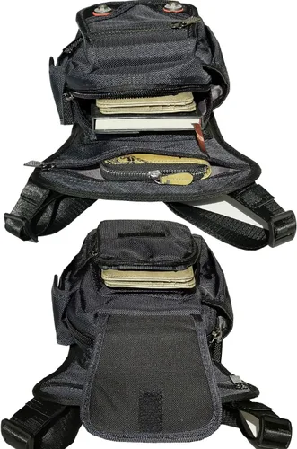 Vista 11 de Bolsa de nailon para la pierna, bolsa de muslo Riñonera táctica para hombro, Negro -, M