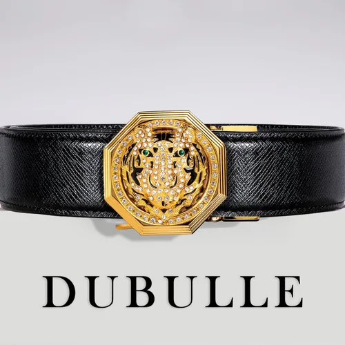 Vista 4 de Dubulle Cinturón de trinquete para hombre OroNegroRojoVerdeAzulBlanco con hebilla automática - Cinturón de negocios casual Regalo - Ajuste ajustable