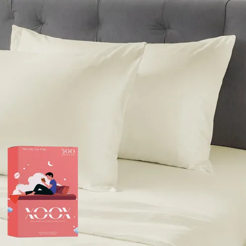 Vista 18 de XOOX Linen Juego de Sábanas de Algodón 100% Twin - Sábanas de Algodón de 500 Thread Count Tamaño Twin, Extra Suaves, Tejido Satén, Sábanas