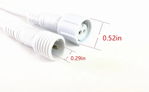 Vista 2 de Paquete de 6 pares de cables de conexión de plástico blanco de coleta impermeable IP65 de 2 núcleos con barras de luz LED (7.75 pulgadas)