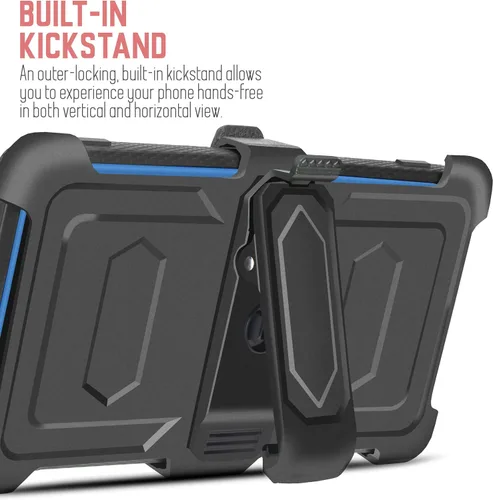 Vista 5 de Funda resistente para Samsung Galaxy A12 5G, con protector de pantalla integrado con soporte integrado + clip giratorio para cinturón para Galaxy